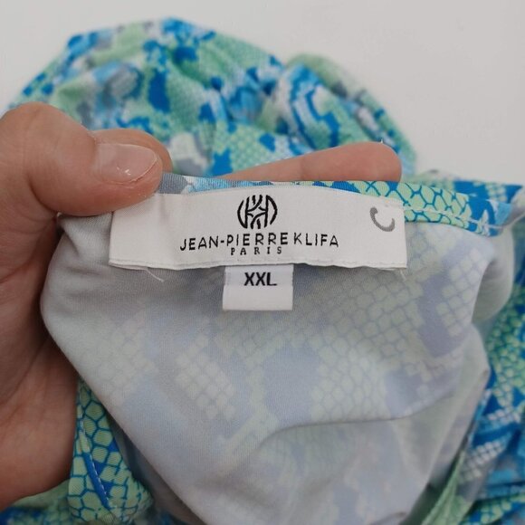Jean-Pierre Klifa Snakeskin Print Sheath Dress Blue & Green Women's XXL Preppy - Picture 6 of 10